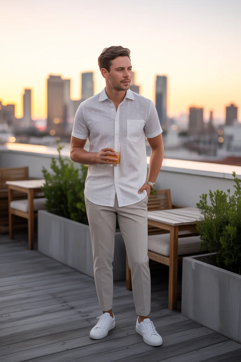 summer outfits fort men 2026 Rooftop Evenings in Summer Tailoring