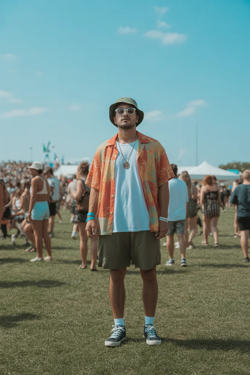 summer outfits fort men 2026 Festival Layering With Relaxed Personality