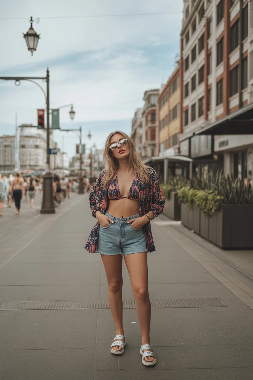 swimsuit with shorts 2026 City Ready Bikini and Denim Shorts Blend 14