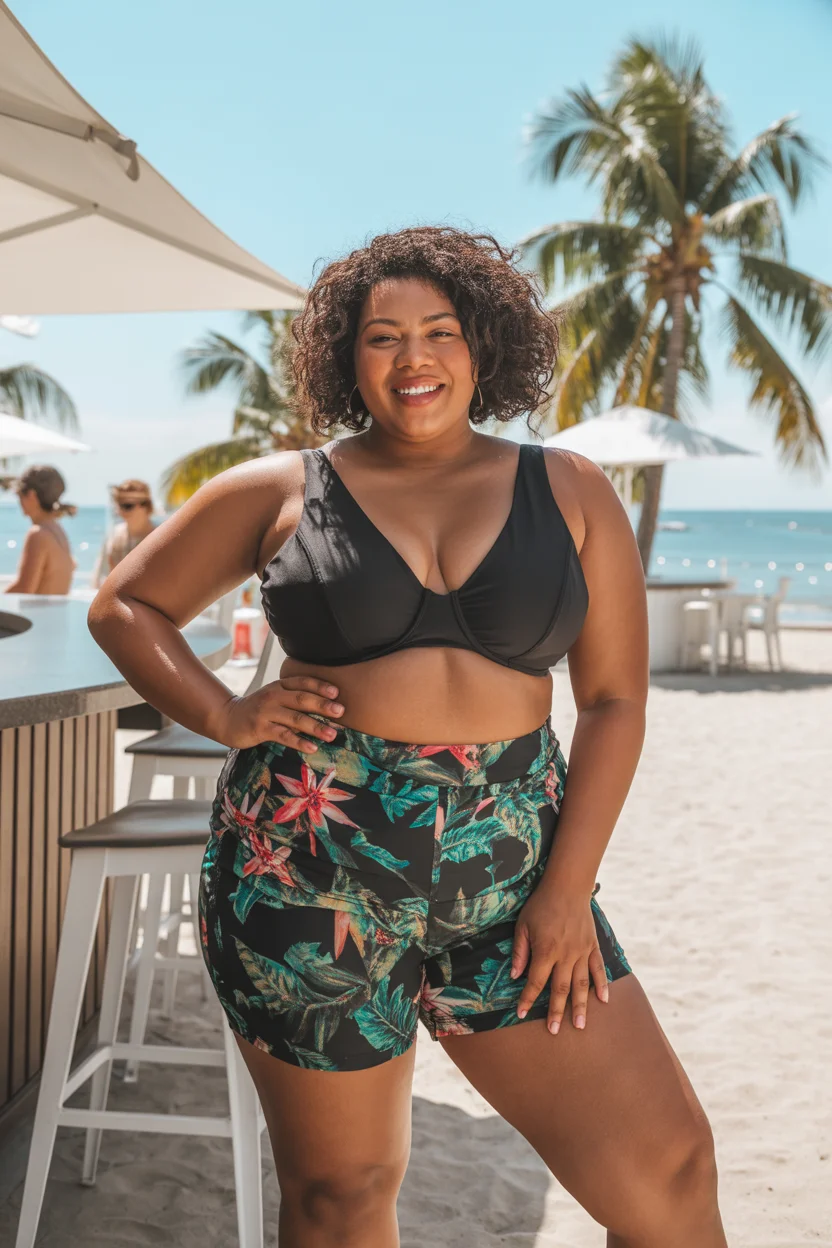 swimsuit with shorts 2026 Tropical Prints with Confident Structure