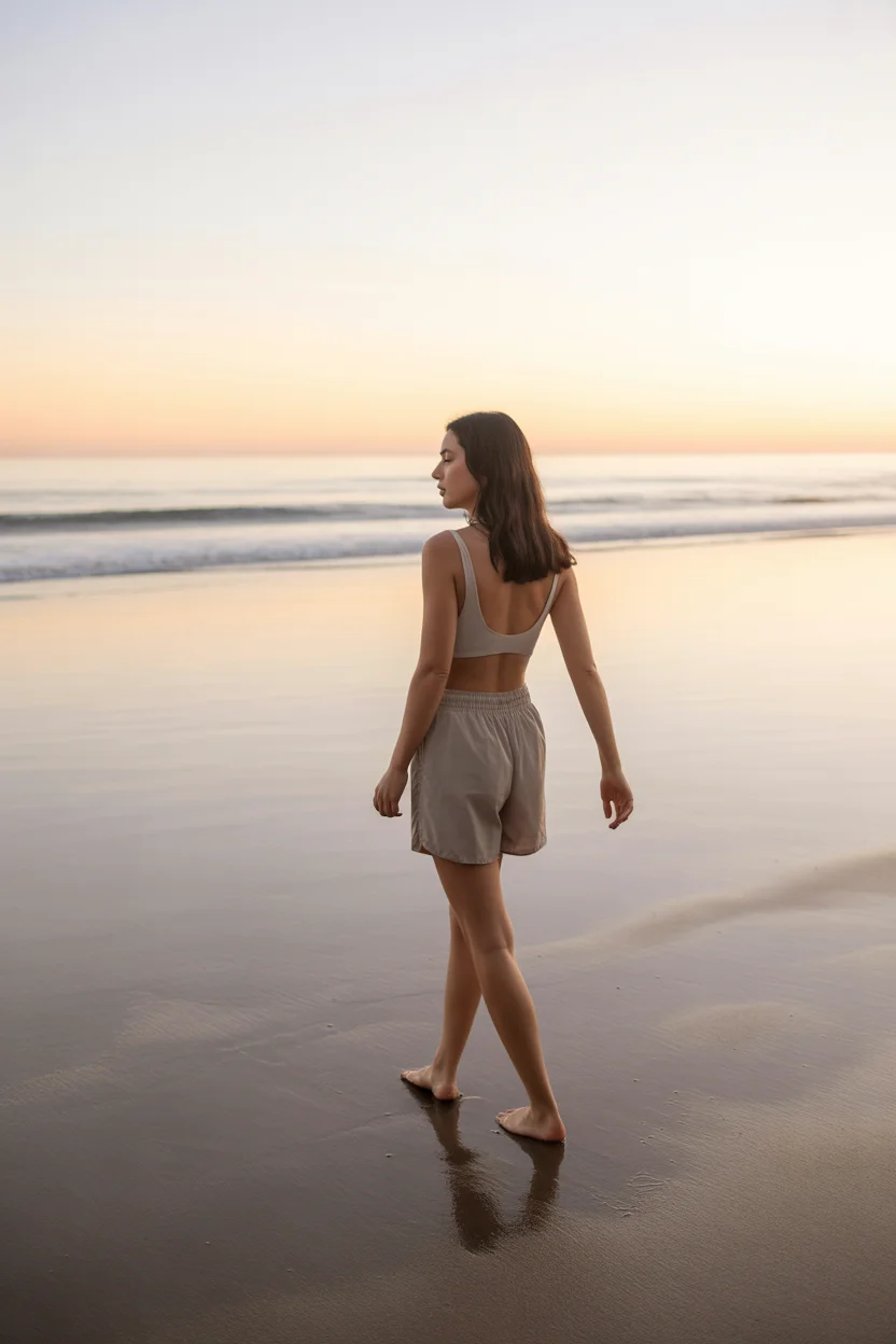 swimsuit with shorts 2026 Sunset Simplicity with Relaxed Drawstring Shorts