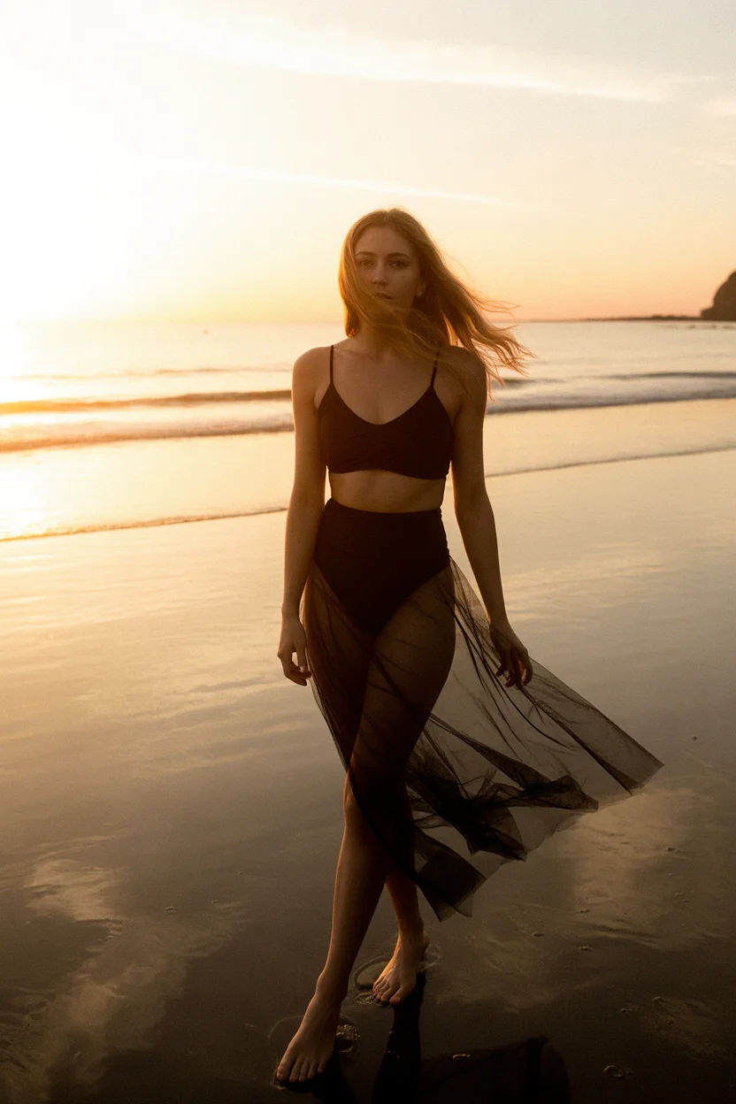 swimsuit with skirt 2026 Black Sheer Drama with Sunset Edge 17