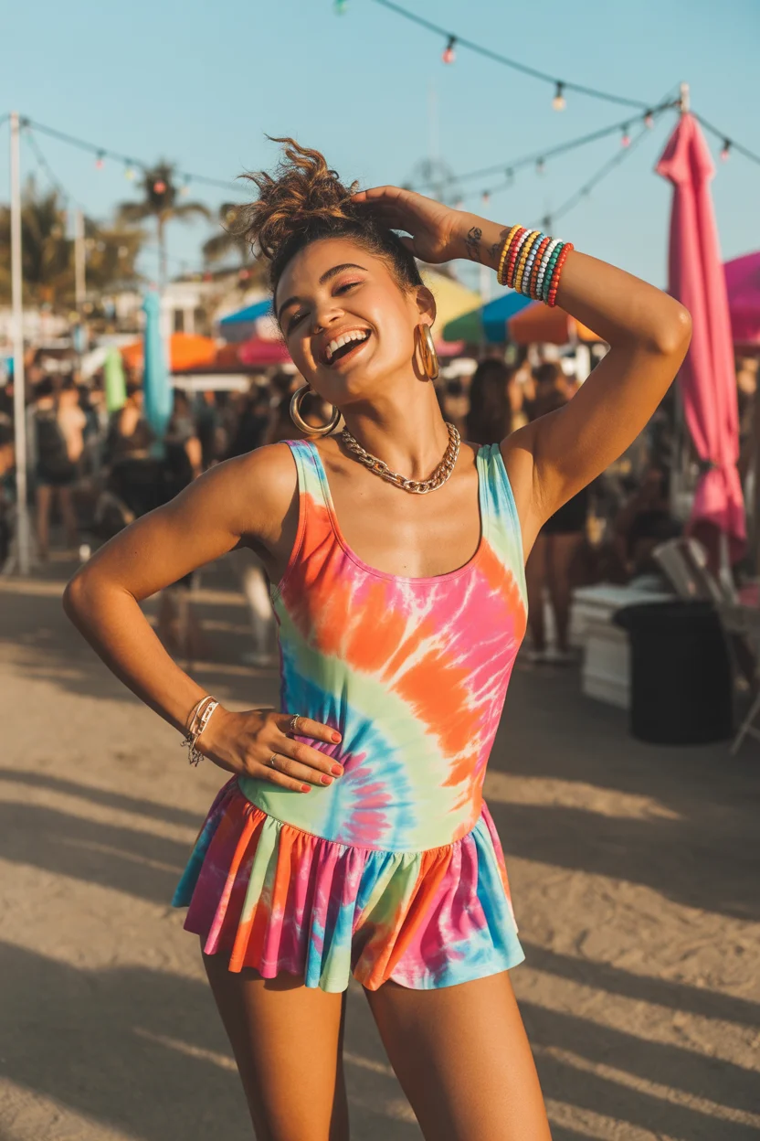 swimsuit with skirt 2026 Tie Dye Energy with Festival Attitude 19
