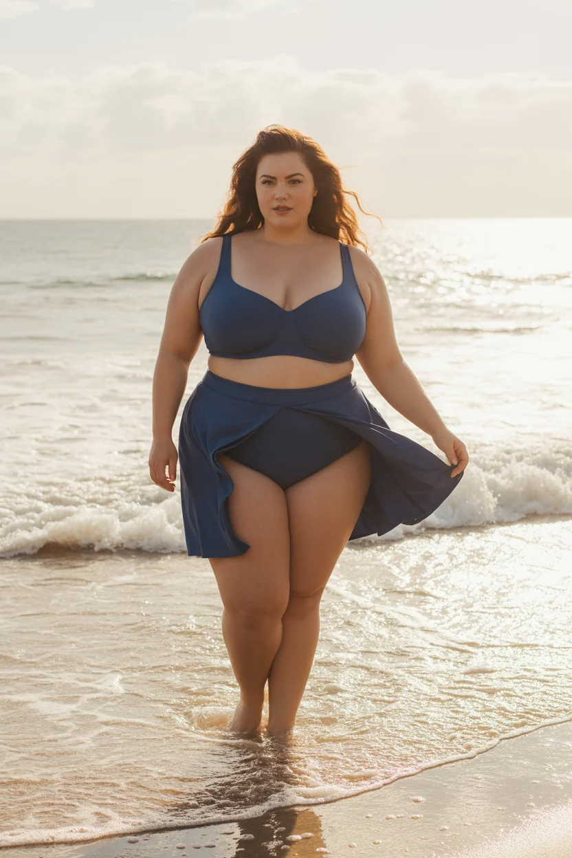swimsuit with skirt 2026 Deep Navy Elegance for Curves in Motion