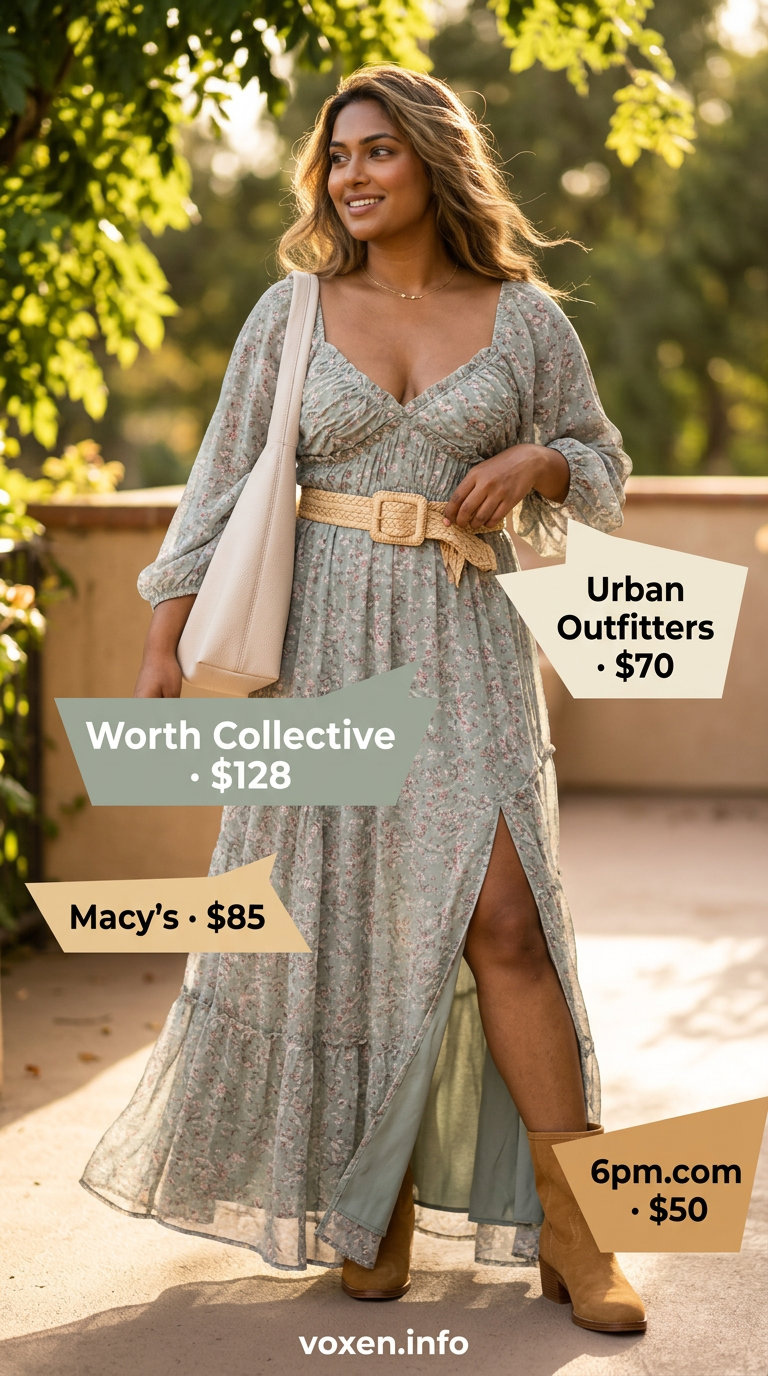 Bohemian Garden Maxi dress for casual days, featuring muted pastel floral print. Boho summer flowy maxi dresses 2026.