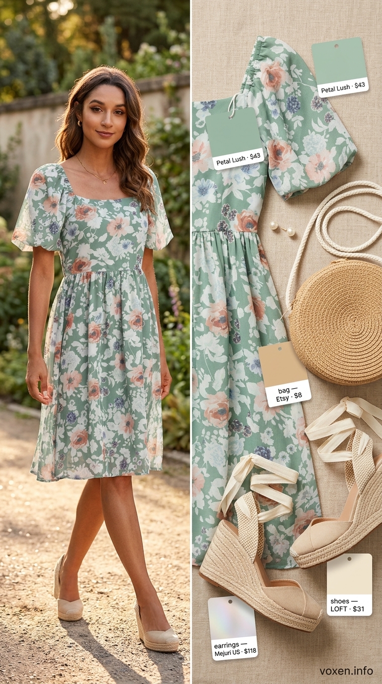 Pastel green floral dress date night dinner outfits summer for women 2026.