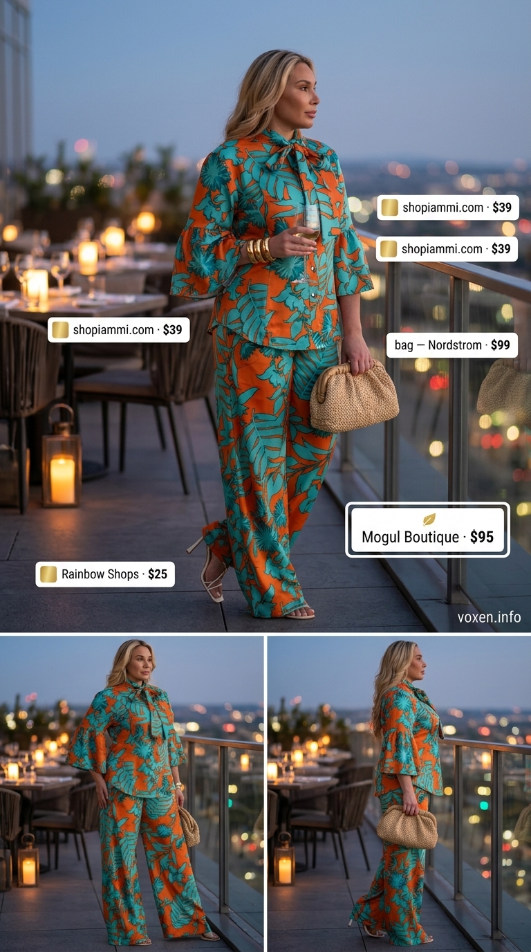 Teal tropical matching set date night dinner outfits summer for women 2026.