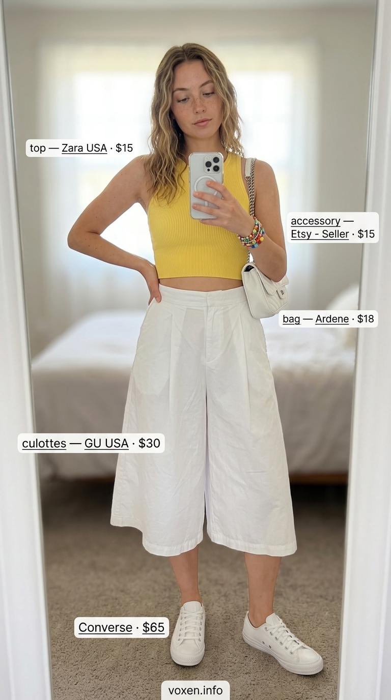 Styling mistake: Wearing a cropped knit top with a mini skirt instead of tailored culottes for women 2026.