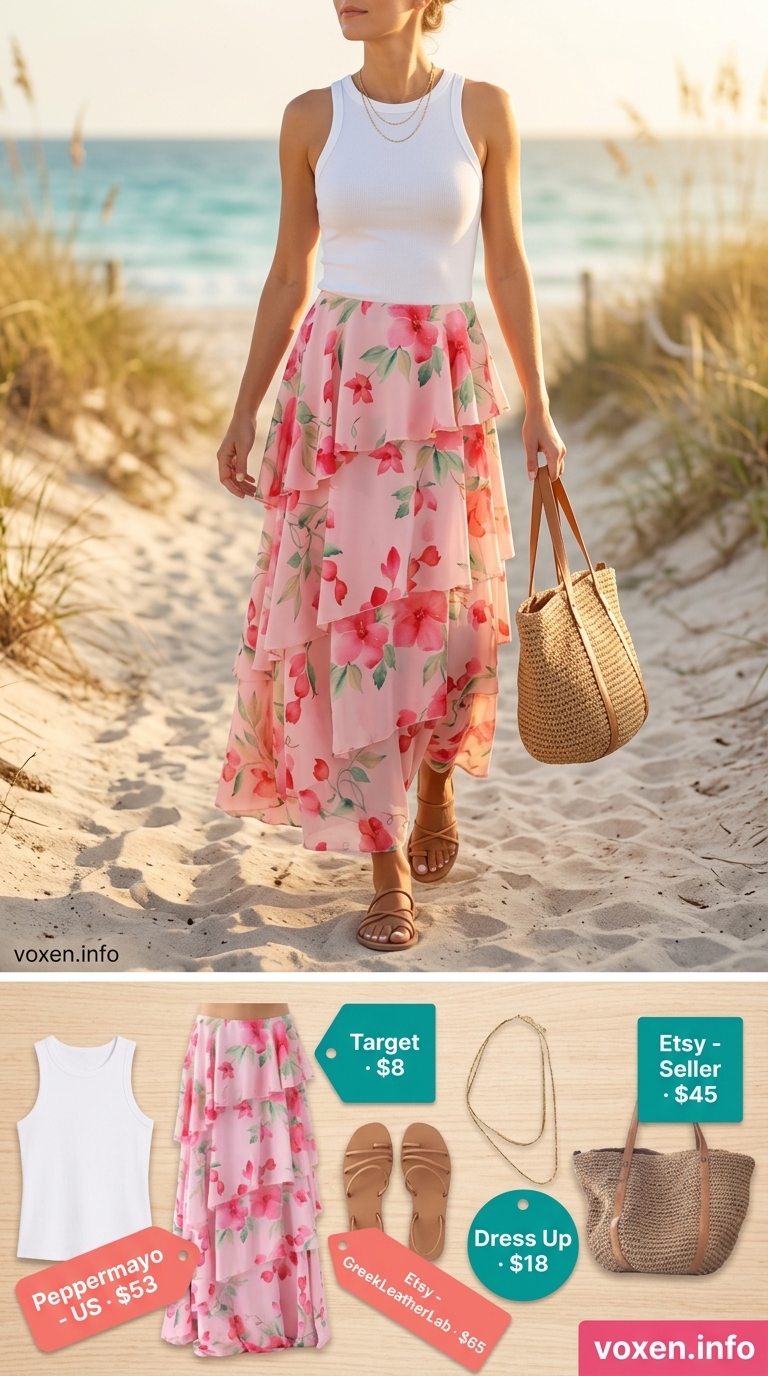 flowy maxi skirt outfits summer 2026 outfit idea - fashion styling inspiration