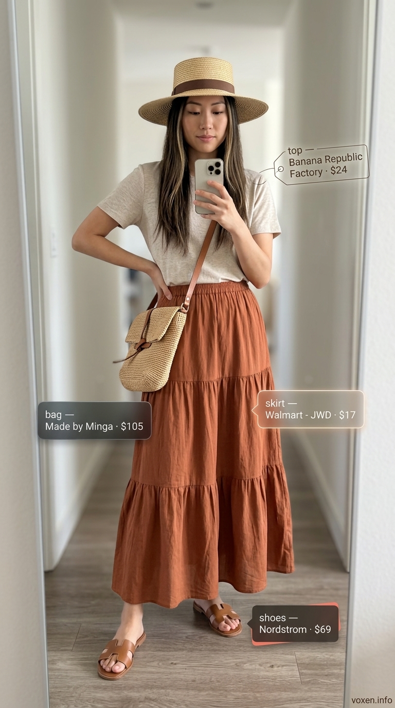 flowy maxi skirt outfits summer 2026 outfit idea - fashion styling inspiration