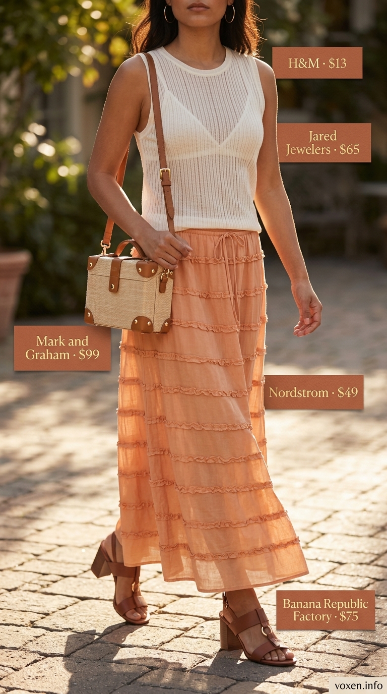 flowy maxi skirt outfits summer 2026 outfit idea - fashion styling inspiration