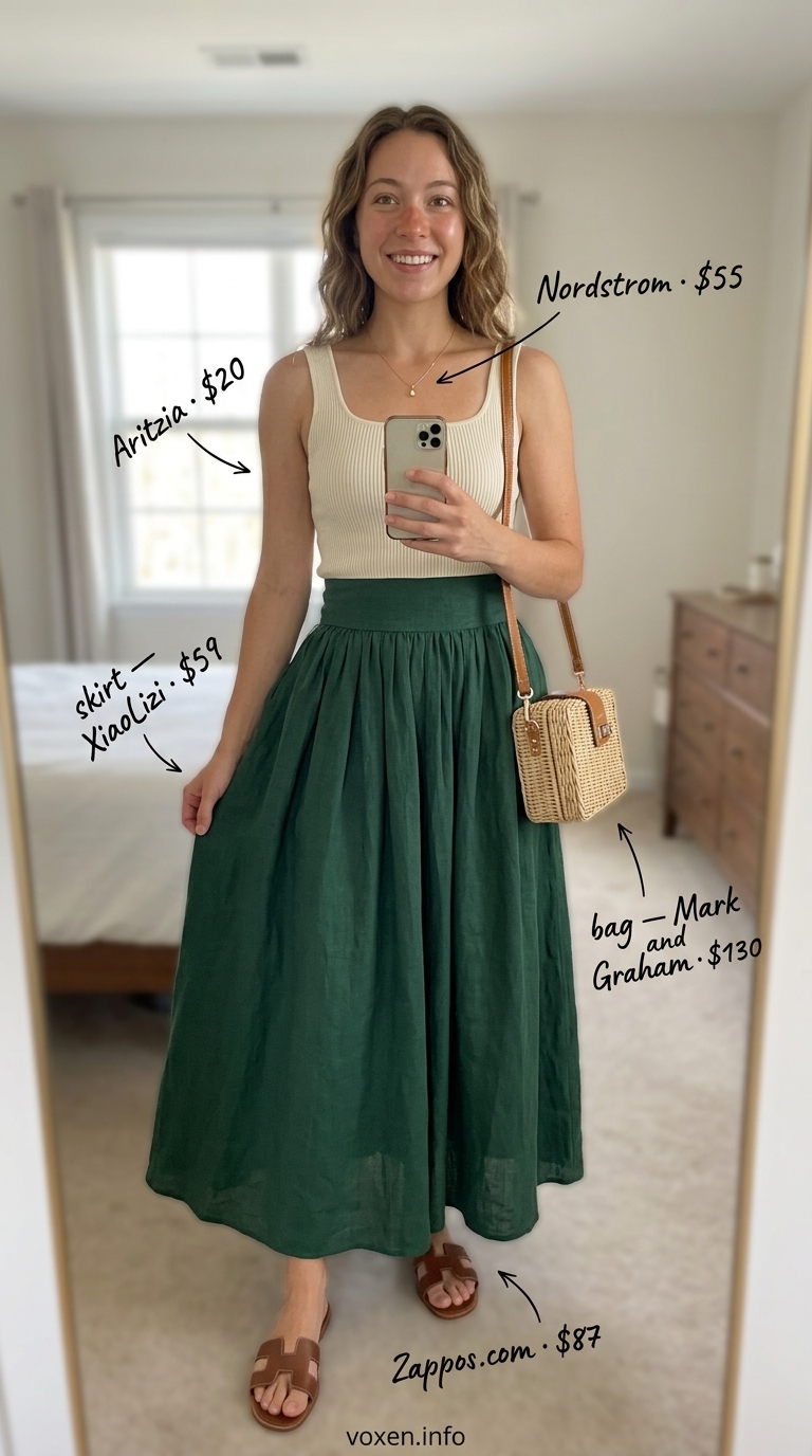 flowy maxi skirt outfits summer 2026 outfit idea - fashion styling inspiration