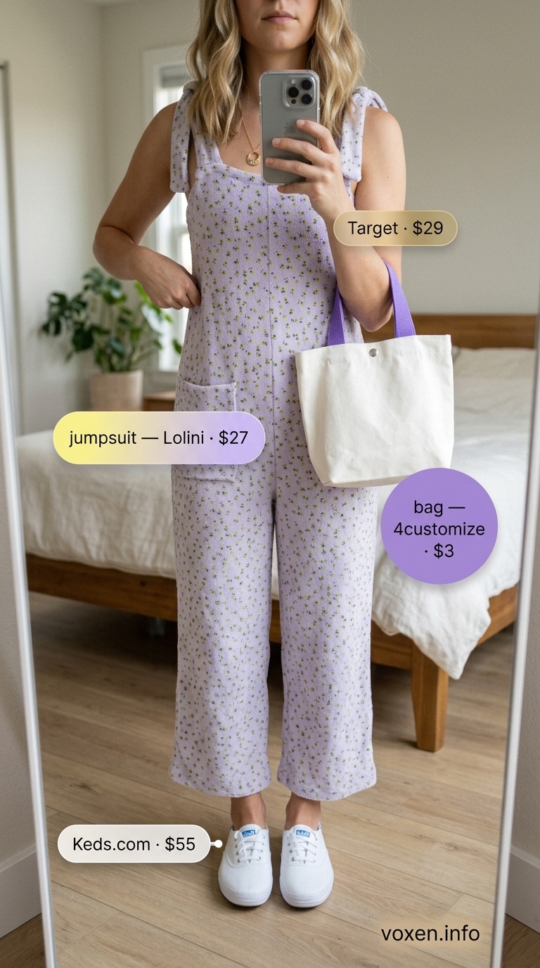 Soft yellow abstract floral utility jumpsuit for fresh prints summer outfits for women 2026.