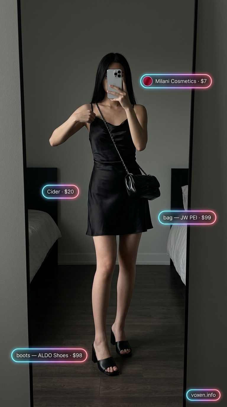 Mob wife summer outfits 2026: Black slip dress with chunky silver necklace for a midnight martini moment.