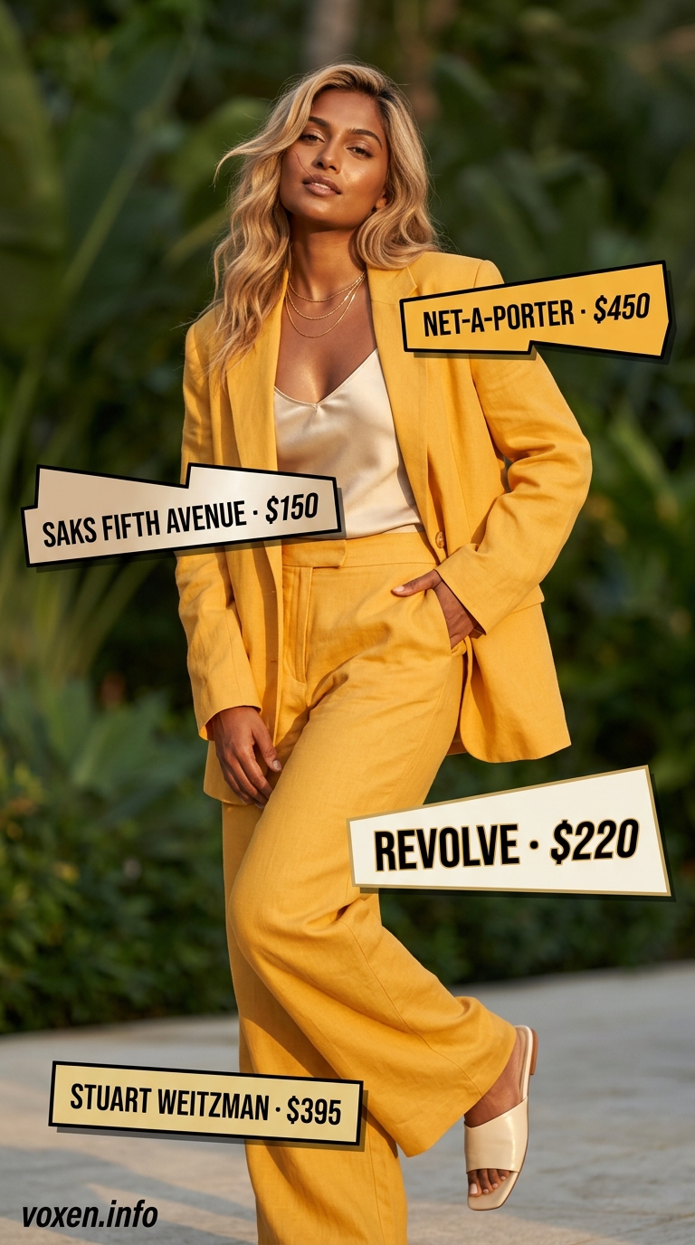 Oversized summer outfit for women 2026: Navy wide-leg trousers, white knit top for resort dinner.