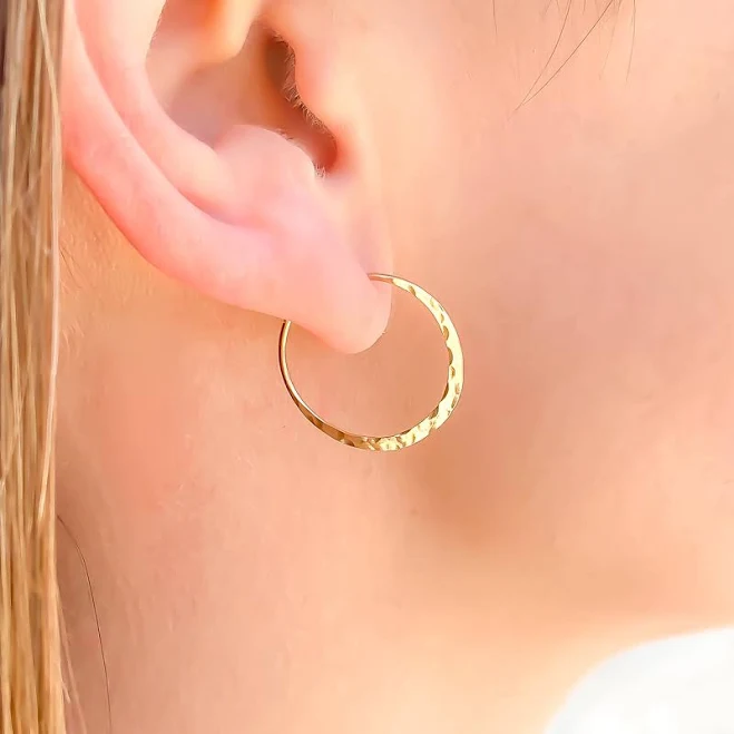 accessory 14K Gold Filled Hammered Hoop Earrings Etsy - hoopsbyhand $22.3