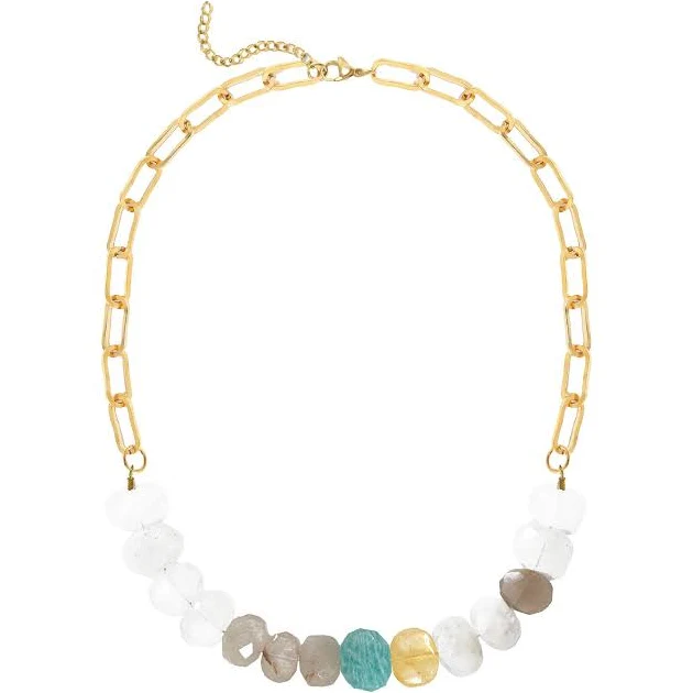 accessory 18K Gold Amazonite Multi Stone Statement Necklace Robyn Canady $128
