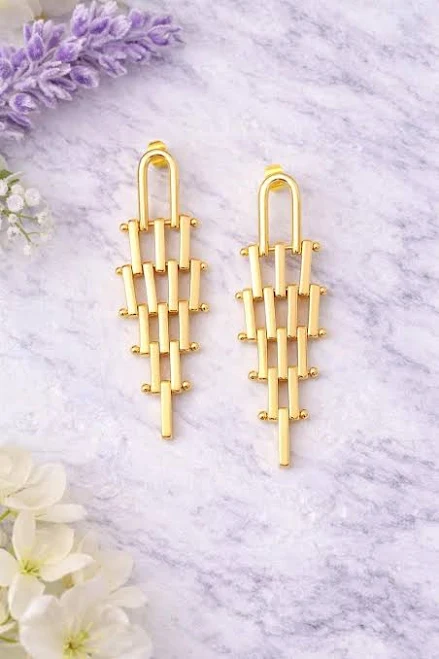 accessory 18K Gold Plated Modern Minimalist Drop Earrings Etsy - Seller $22