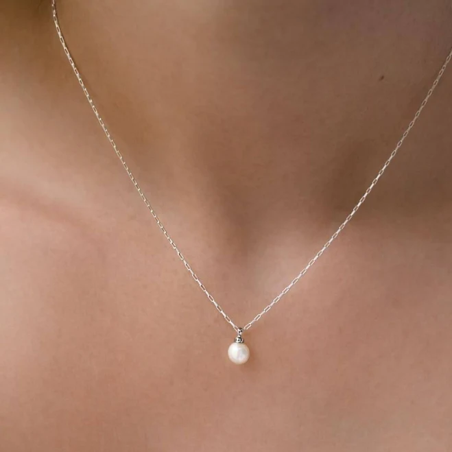 accessory 925 Sterling Silver Minimalist Pearl Drop Necklace Etsy - CreationMegane $31.48