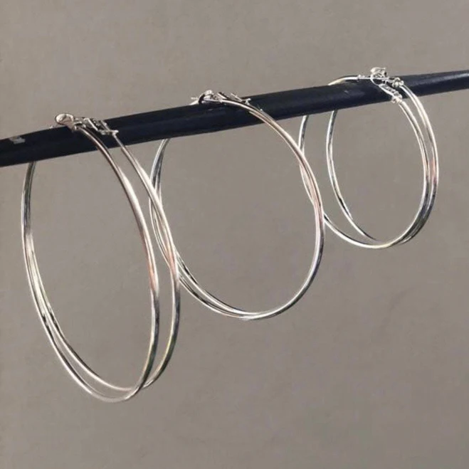 accessory 925 Sterling Silver Oversized Hoop Earrings Etsy - Seller $18.46