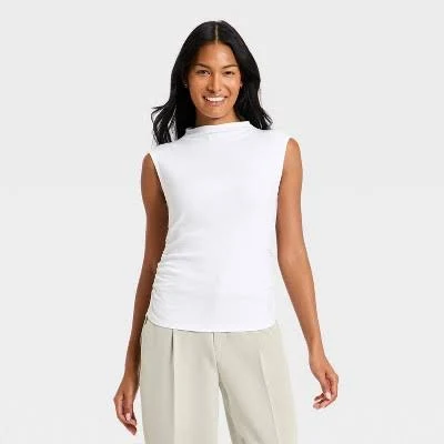 top A New Day Women's Slim Fit Ribbed Mock Neck Tank Top Target $15