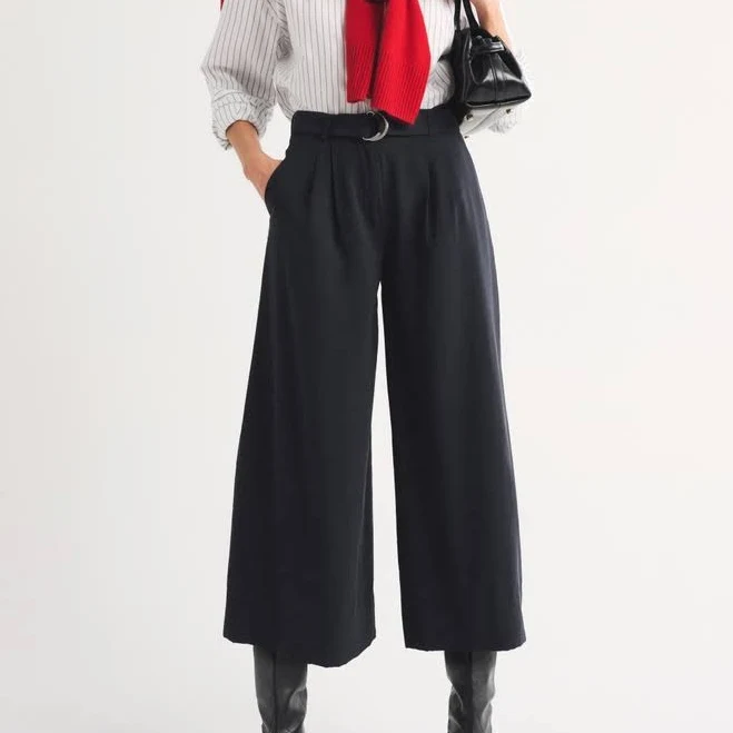 culottes Abercrombie & Fitch Women's High Rise Textured Crepe Culotte Pants Abercrombie & Fitch $85
