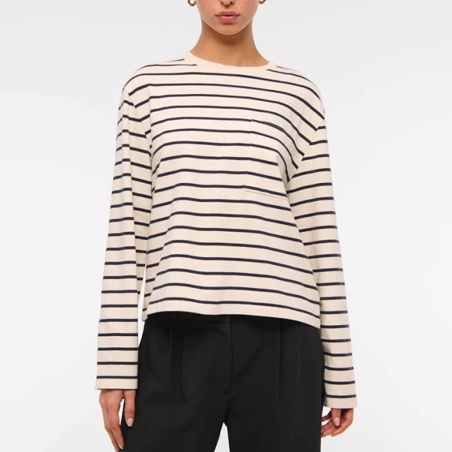 top Abercrombie & Fitch Women's Long-Sleeve Jersey Easy Tee Abercrombie & Fitch $22.99