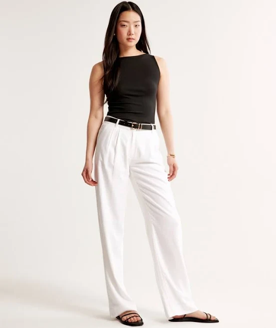 pants Abercrombie & Fitch Women's Sloane Low Rise Linen-Blend Pants Abercrombie & Fitch $26.97