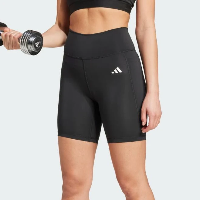 biker shorts adidas Womens Optimé Essentials Stash Pocket 7 Short Leggings adidas $32