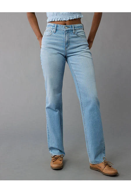 jeans AE Stretch Super High-Waisted Straight Jean American Eagle Outfitters $56.95