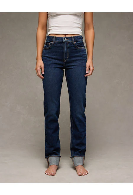 jeans AE Stretch Super High-Waisted Straight Jean Women's American Eagle Outfitters $23.74