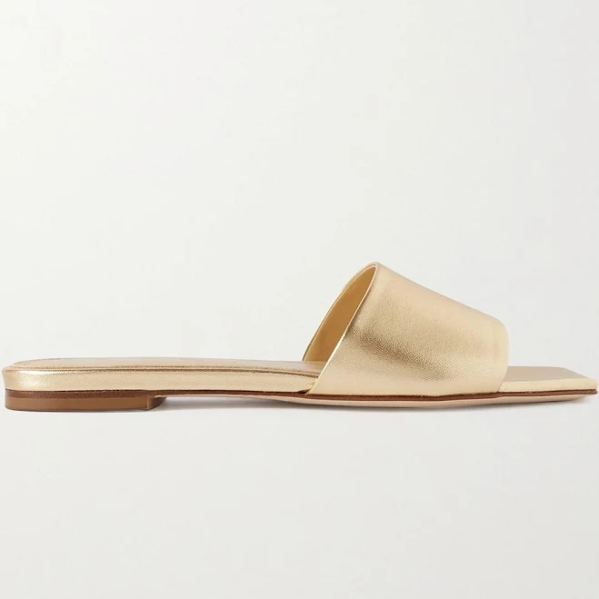 shoes Aeyde Anna Metallic Leather Slides - Women - Gold Sandals - IT38.5 NET-A-PORTER $177