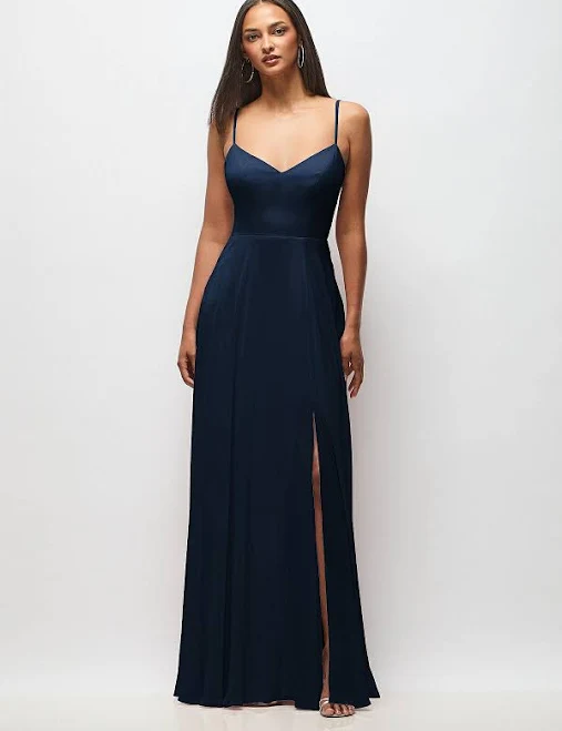 dress After Six Women's Tie-Back Cutout Chiffon Maxi Dress Dessy Group $180