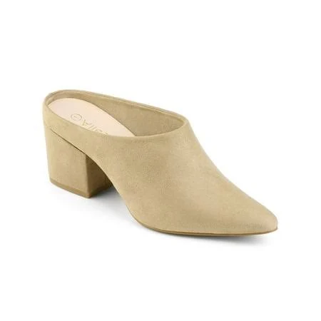 shoes Allegra K Women's Pointed Toe Slip On Block Heel Mules Walmart - Tasharina Corp $48.99