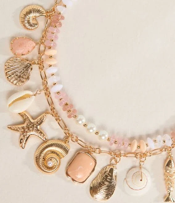 accessory Altar'd State Two-Layer Beaded Shell Charm Necklace Altar'd State $44
