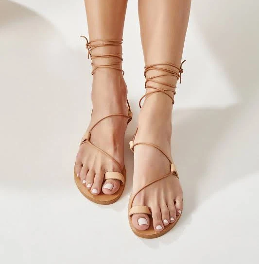 shoes Anastasia Leather Strappy Flat Sandals with Toe Ring Etsy - GreekChicHandmades $97.91