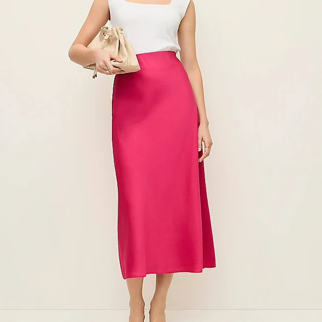 skirt Ann Taylor Women's Satin Bias Midi Slip Skirt Ann Taylor $75