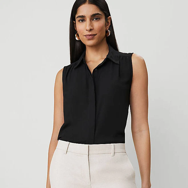 sleeveless top Ann Taylor Women's Shirred Yoke Sleeveless Shirt Ann Taylor $37.25