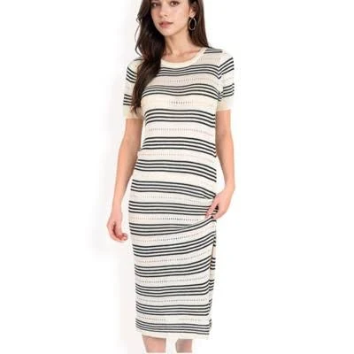dress Anna-Kaci Women's Striped Knit Midi Dress with Side Slit Target $22.2