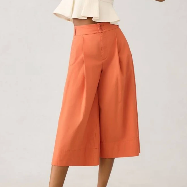culottes Anthropologie Pants & Jumpsuits | Anthropologie Coral Wide Leg Culottes | Color: Orange | Size: 18w | Sunkisszlove13's Closet Poshmark $90