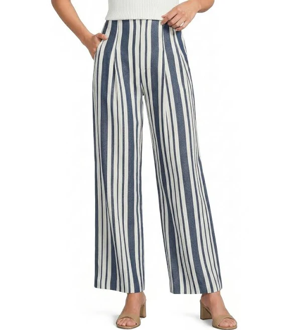 wide leg pants Antonio Melani Melinda High-Rise Pleated Linen Stripe Pants Dillard's $149