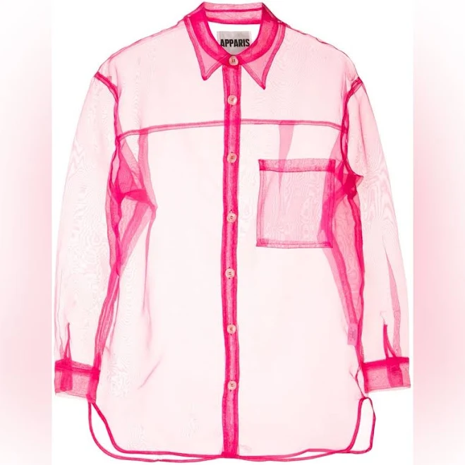 blouses Apparis Evelyn Sheer Organza Button Up Shirt Poshmark $40