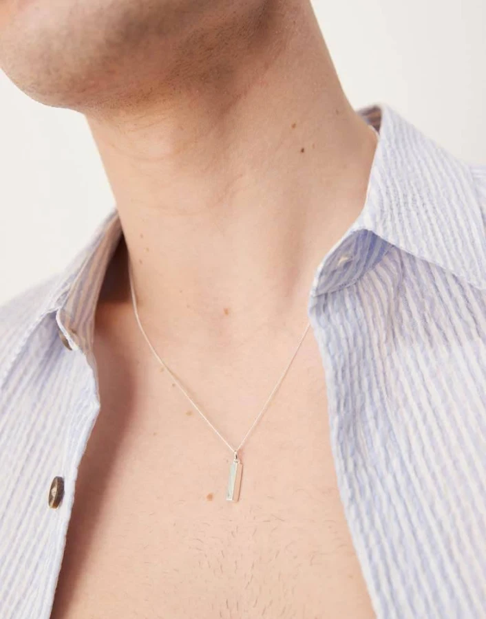 accessory ASOS ASOS DESIGN sterling silver simple pendant necklace in silver - SILVER BeyondStyle $30.25