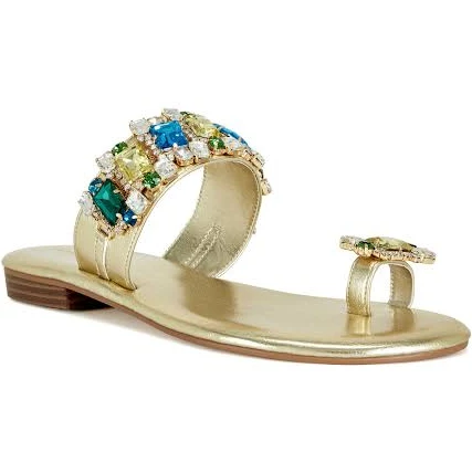 shoes Azalea Wang Belva Rhinestone Toe Loop Sandals Azalea Wang $39.99