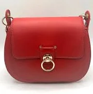 bag Badgley Mischka Red Saddle Bag Purse Gold Accents Vegan Leather MSRP $129 NWT eBay $22.4