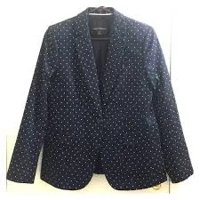 polka dots outfits Banana Republic Navy Blazer with white dots Poshmark $100
