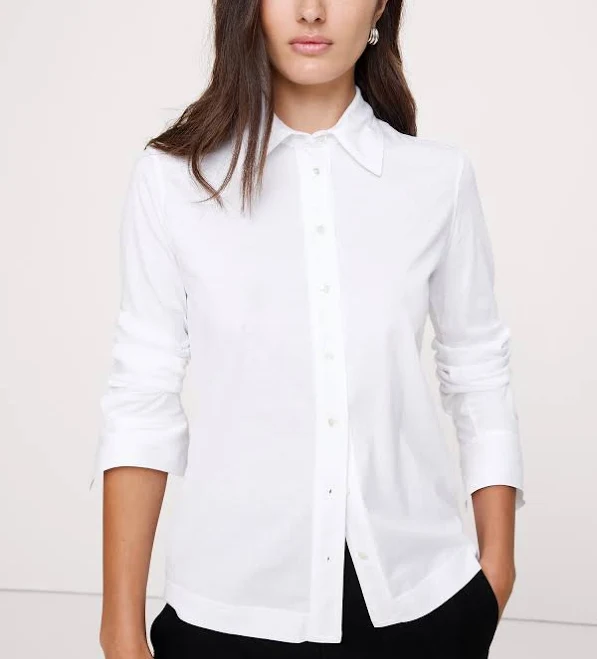 top Banana Republic Women's Silky Cotton Long-Sleeve Button-Down Shirt Banana Republic $70