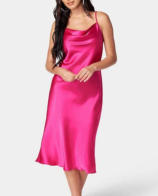 dress Bebe Women's Dresses Bebe Cowl Neck Midi Satin Slip Dress Urban Outfitters $69