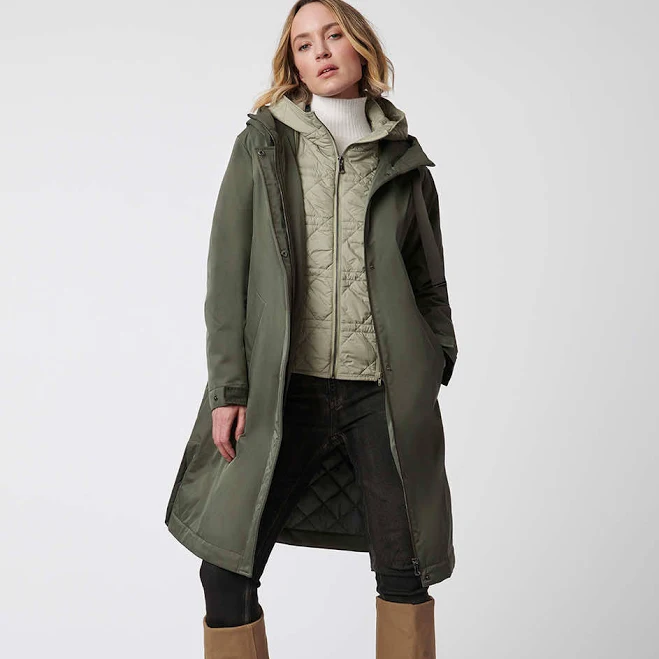 outerwear Bernardo Women's Modern Utility Raincoat with Removable Hooded Bib Bernardo Fashions $149