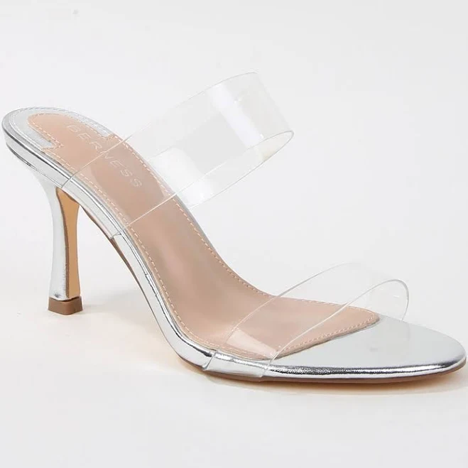 shoes Berness Women's Calia Double Clear Strap Stiletto Mules Berness $39.99